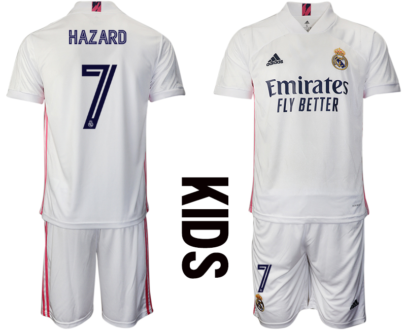 Youth 2020-2021 club Real Madrid home #7 white Soccer Jerseys